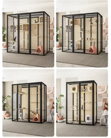 Villa pour chat personnalisée avec cadre en alliage d'aluminium et verre trempé Chambre de luxe pour chat Maison pour chat professionnelle