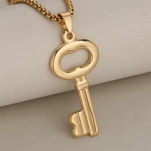 Collar con Colgante de Oro que No se Deslustra, con Cadena de Acero Inoxidable Fino de 18k, Collar de Moda con Llave para Mujer y Hombre - Product Image 1