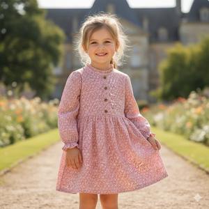 Осеннее повседневное платье для девочек с длинным рукавом, милое детское платье до колен с принтом, 100% хлопок, для малышек - Product Image 2