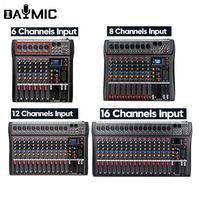 Table de Mixage Audio Professionnelle en Gros 6 8 12 16 Canaux USB DJ, Console de Mixage Sonore avec Alimentation Fantôme 48V et Amplificateur de Moniteur