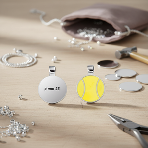 Ciondolo a Forma di Palla da Tennis 23mm Rotondo in Argento per Creazione di Gioielli - Product Image 3