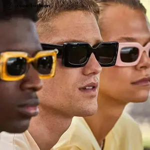 2022 toptan şeker renk moda Retro dikdörtgen küçük Vintage kare çerçeve güneş gözlüğü kadın erkek
