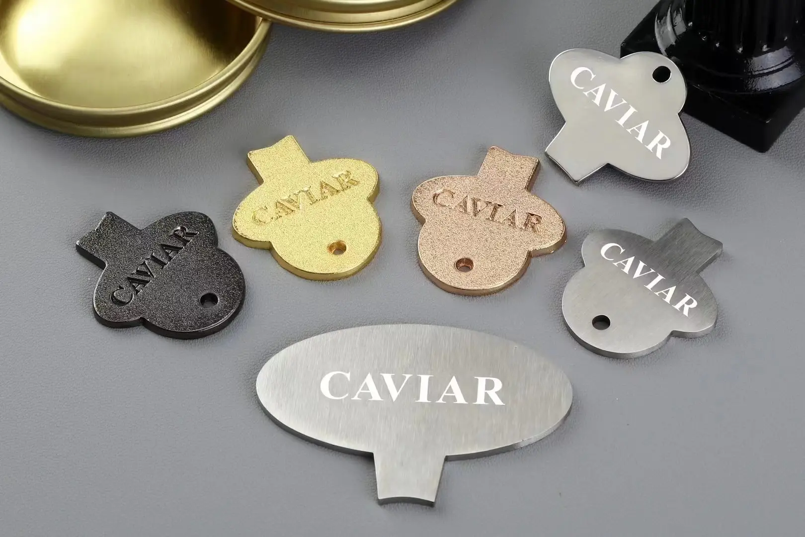 Nhà máy trực tiếp tinplate tùy chỉnh Caviar Key Opener cho trứng cá muối thiếc