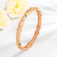 Bracelet manchette ouverte en bambou plaqué or pour femme, micro-pavé de zircons, tendance et très demandé