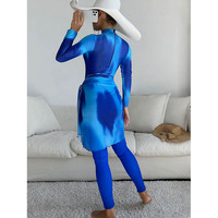 Nouveau style maillot de bain Mulvari 3 pièces tie-dye intégral à manches longues, burkini une pièce, jupe de plage et leggings, protection anti-UV
