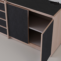 NORYA Meuble de rangement de luxe moderne en hêtre européen massif avec finition carbonisée, 4 tiroirs pour chambre et salon, mobilier de maison