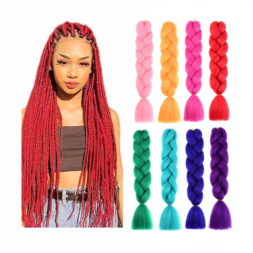 Wholesale High Temperature Crochet Box Twist Braid Ombre Braiding Hair Extensions Synthetic Colored Hair Jumbo Braids