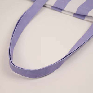 Custom Cotton Canvas <b>Tote</b> Bag Striped Print Premium High-capacity Reusable Features Comfortable Shoulder Bag - Product Image 3