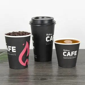 थोक मुद्रण 8oz 12oz 16oz एकल दीवार प्रयोज्य पेपर कप के साथ अनुकूलित गर्म कॉफी पेपर कप आस्तीन और ढक्कन