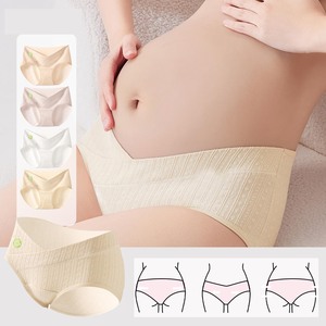 Culotte de maternité YIYI en pur coton jacquard, antibactérienne, taille basse, avec soutien abdominal pour la mi/fin de <span class=keywords><strong>grossesse</strong></span> - Product Image 1