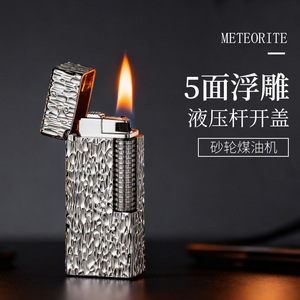 Briquet créatif à meule de roche météorite, rechargeable au kérosène, coupe-vent, cadeau pour homme - Product Image 5