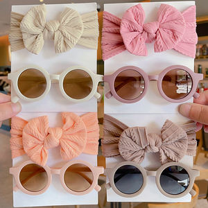 Gafas de Sol con Bandas Elásticas para el Cabello, Diseño de Diadema de Nailon para Bebés, Gafas de Sol Redondas con Lazo para Niños - Product Image 1