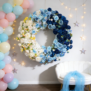 Romantic Large size Artificial <b>Flower</b> Wreath blue Rose for Wedding Table Centerpiece decoration - Product Image 1