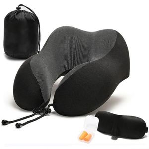 Memory Foam U Shape Neck Portable Flight Pillow Travel Kit With <b>Eye</b> <b>Masks</b> Earplug for Plane - Product Image 1