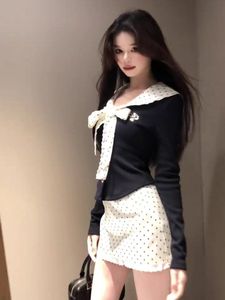 Conjunto de mujer Falda ceñida al cuerpo de cintura alta Slim Fit Top de manga larga Otoño Invierno Cuello Corbata Camiseta Mujer - Product Image 5