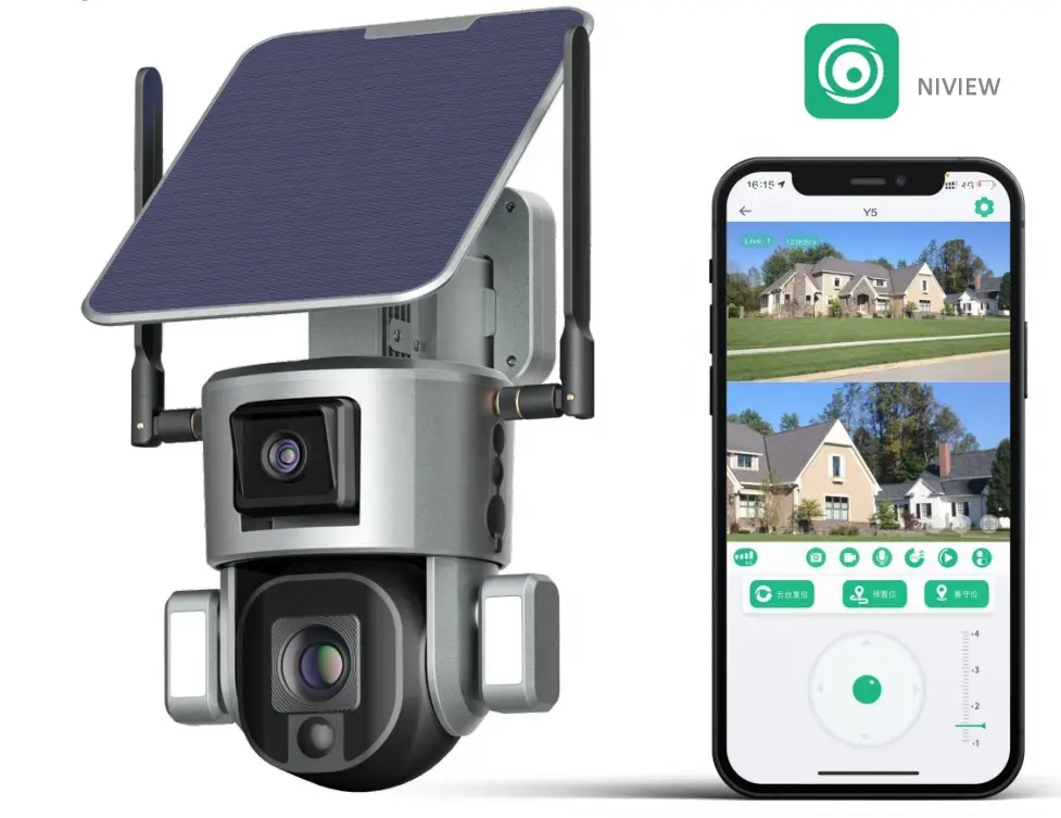 Carte Sim 8mp 4G caméra solaire double objectif 4K Zoom 10X CCTV sécurité extérieure liaison d'alarme caméra solaire PTZ WIFI