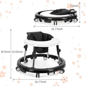 Marche-bébé pliable avec <span class=keywords><strong>9</strong></span> hauteurs réglables, marche-bébé avec roues portable, marche-bébé pour bébé garçon fille - Product Image 4