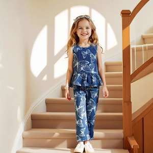 ชุดเสื้อผ้าเด็กผู้หญิงฤดูร้อนปี 2026 เสื้อคอกลมแขนกุดลายดอกเดซี่ กางเกงยีนส์ขายาว ชุดสองชิ้น ชุดเสื้อผ้าเด็กผู้หญิง 3-7 ปี - Product Image 3