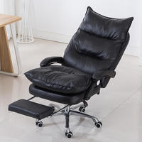 Fauteuil de bureau exécutif ergonomique moderne et confortable en maille avec repose-pieds en cuir PU, hauteur réglable, pivotant, en acier inoxydable pour salon