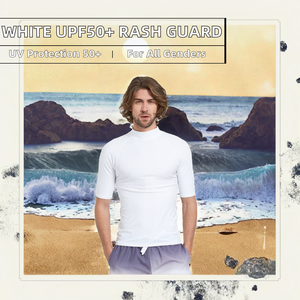 Rashguard MMA BJJ personnalisable, couleur unie, unisexe, demi-manches, anti-UV UPF50+, respirant, pour la natation et le surf - Product Image 2