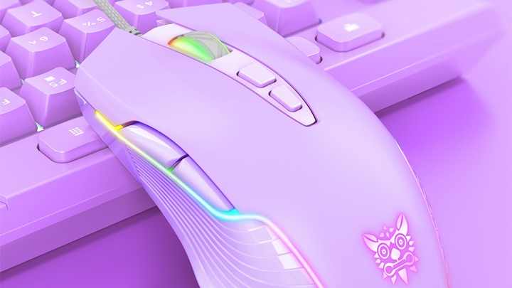 快適な6400dpi調整可能なマウスゲーマー7キー紫onikuma CW905