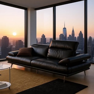 โซฟาหนังแท้ Bauhaus <span class=keywords><strong>มือ</strong></span><span class=keywords><strong>สอง</strong></span> สามที่นั่ง ปรับพนักพิงสูงได้ สีดำ หนังวัววิน<span class=keywords><strong>เท</strong></span><span class=keywords><strong>จ</strong></span> - Product Image 1