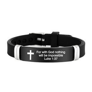 Pulsera <span class=keywords><strong>de</strong></span> Acero Inoxidable <span class=keywords><strong>de</strong></span> Moda, Biblia, Cruz Cristiana, Frase Inspiradora, Amor Familiar, <span class=keywords><strong>Amistad</strong></span>, Pulsera <span class=keywords><strong>de</strong></span> Silicona - Product Image 5