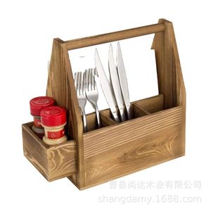 Caja de almacenamiento de madera maciza para escritorio, caja para cubiertos de cocina, caja de almacenamiento para cuchillos y tenedores de mesa de comedor, sala de estar - Product Image 3