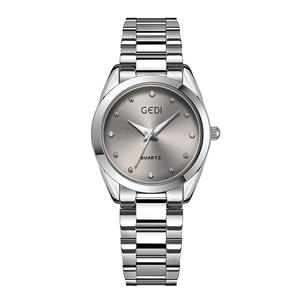 Elegante reloj de pulsera para mujer con esfera redonda con incrustaciones de diamantes, reloj de cuarzo con correa de acero. - Product Image 3