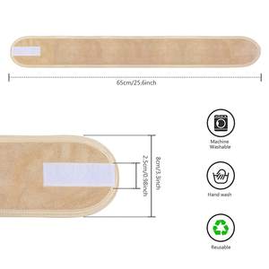 Diadema facial de fibra Superfina OEM, banda para la cabeza de Spa, toalla elástica, diadema lavable Beige para Spa - Product Image 2