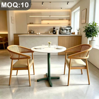 Personnalisation OEM ODM, table ronde en marbre, chaises de salle à manger en cuir et en bois massif, ensemble de chaises en rotin pour restaurant, bar et centre commercial