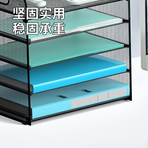 Office Organizer Desktop Shelf 5 Layers Metal Mesh Storage Rack No Drill Installation Modern Minimalist Design - Product Image 1