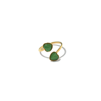 Anillos de Piedras Preciosas Modernos, Acero Inoxidable 316L con Baño de Oro PVD, Piedra Verde Natural en Forma de Corazón, Ajustables, Joyería para Mujer