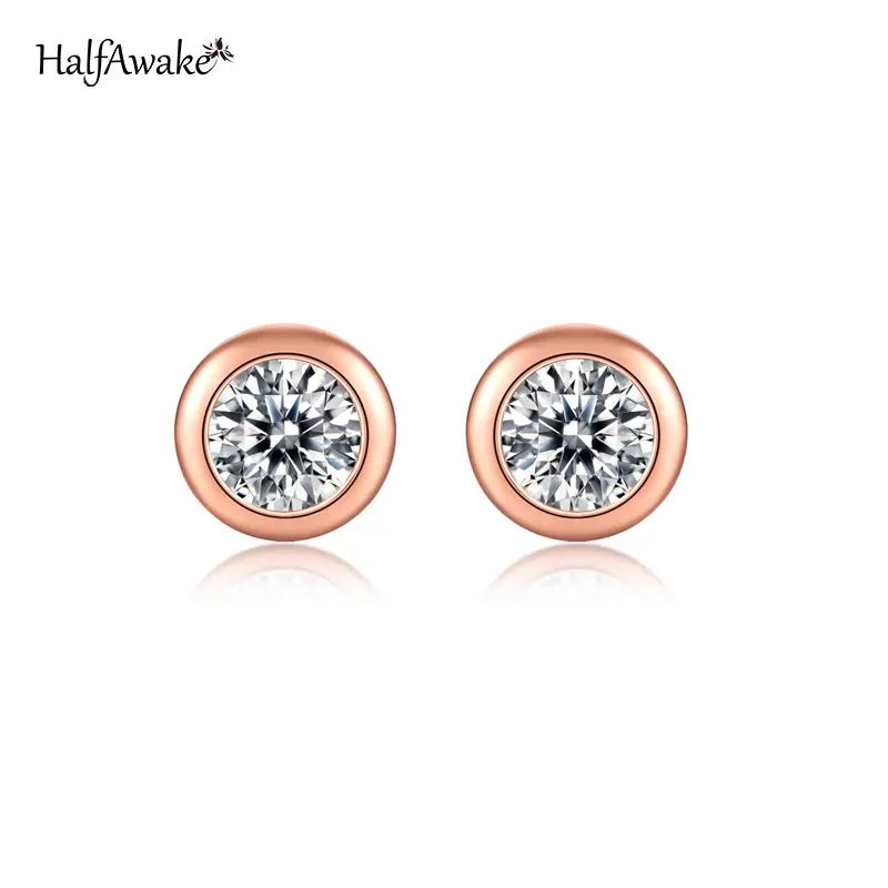 Jewelry D Color Moissanite Perception Bubble Stud Earrings S925 Silver Rose Gold Simple Piercing Ear 2021 Trend Wedding Jewelry Gift