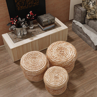 Panier de rangement rond écologique et naturel, nouvelle mode, en paille de blé tissée, bambou multifonction, décoration de salle de bain, cadeau pour la maison