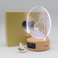 Lampe LED à piles Cadeau Haut-parleur intelligent Lampe de bureau Multicolore Rechargeable Lampe de nuit en acrylique pour la décoration de la maison
