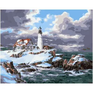 Wholesale Factory Seaside Lighthouse Wall Art Decoration Diy Painting On The Canvas According To The Number Of Coloring