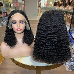 Perruque en cheveux vierges bouclés birmans de 14 pouces, cuticules alignées, perruques frontales 13x4, perruques en dentelle frontale en cheveux humains, 100% cheveux humains bruts - Product Image 2