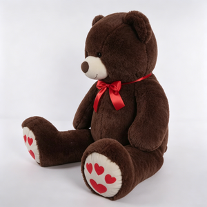 Customized <b>Large</b> teddy bear with red bow, Brown teddy bear stuffed animal - Product Image 4