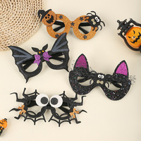 Masque créatif en cuir PU drôle de citrouille et d'araignée pour Halloween, accessoires photo pour costume de démon de petite fille, idéal pour les fêtes et rassemblements