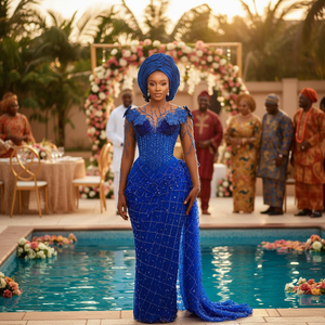 Robe Africaine George Luxueuse Brodée Coupe Slim Écoresponsable pour Cérémonies Culturelles Mariages Fêtes Traditionnelles - Product Image 3