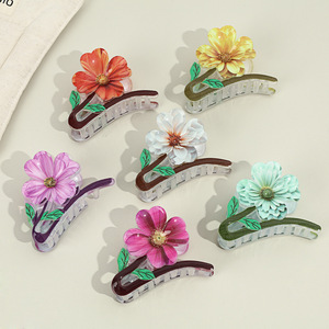 PS Plastic 3D Colorful Flower <b>Hair</b> Claw Clips Spring Summer Floral <b>Hair</b> Grab Clips 6 Styles Pack <b>Hair</b> <b>Accessories</b> For Women - Product Image 5