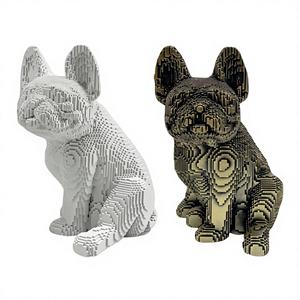 ของตกแต่งโต๊ะทำงาน งานฝีมือเรซิ่นอีพ็อกซี่ ดีไซน์ทันสมัย สร้างสรรค์ หรูหราเบาๆ สำหรับห้องนั่งเล่น รูปปั้นบูลด็อกแบบตัวต่อ งานศิลปะพื้นบ้าน - Product Image 1