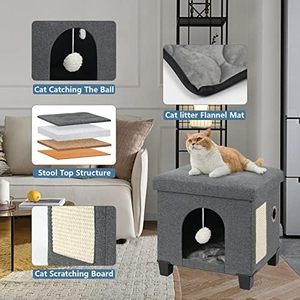 Lettino pieghevole per gatti per interni grande gatto cubo per la casa degli animali domestici con gratta e vinci - Product Image 3