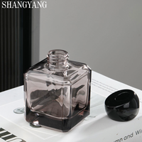 Décoration d'intérieur, diffuseur d'arômes en verre carré de luxe personnalisé, 180 ml, ensemble de diffuseur d'arômes avec boîte, bouteille de diffuseur vide avec couvercle incliné noir