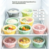 Ensemble de bols pliables en silicone, qualité alimentaire FDA, sans BPA, réutilisables, pliables, pour le stockage des aliments, compatibles micro-ondes et lave-vaisselle, pour les voyages
