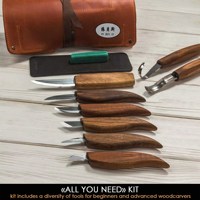 Vente flash - Ensemble d'outils de sculpture sur bois professionnels de la marque YBS, 8 pièces, lame CRV60, manche en bois de noyer, sac en cuir, outils de sculpture artistique DIY 1