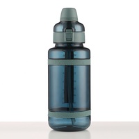 Bouteille d'eau sport 2,5 L (33,8 oz) en Tritan sans BPA avec marqueur de temps, anti-fuite, avec paille intégrée, design minimaliste, unisexe