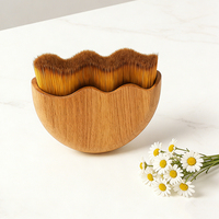Brosse de massage lymphatique en forme de vague, manche en bois naturel, fibres synthétiques, pour réduire les gonflements et sculpter le visage, avec emballage personnalisé