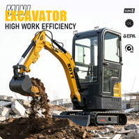 Mini-excavatrice de 1,5 tonne certifiée CE, multifonctionnelle, restauration agricole, personnalisée, simple et facile à utiliser, moteur Kubota